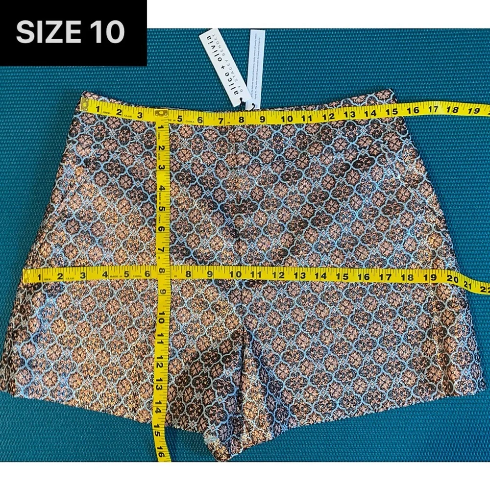 Alice + Olivia Cady Floral High Waist Wide Waistband Metallic Shorts